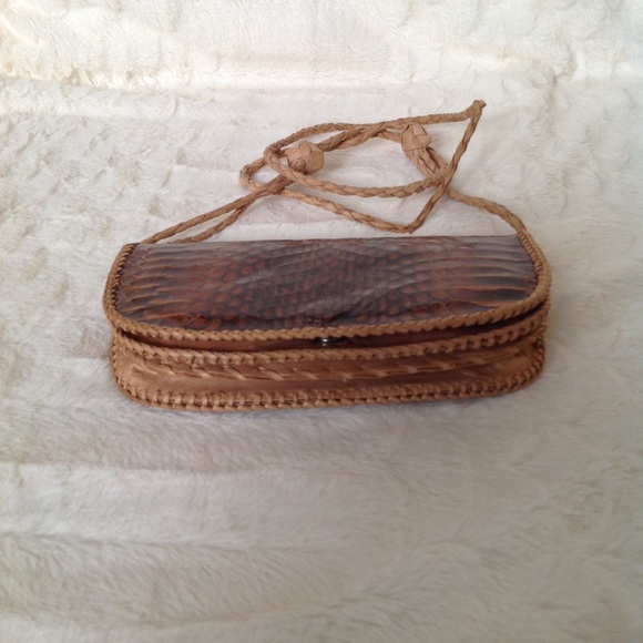 LEATHER Snake Skin Mini Clutch w/ Shoulder Strap - Picture 8 of 8